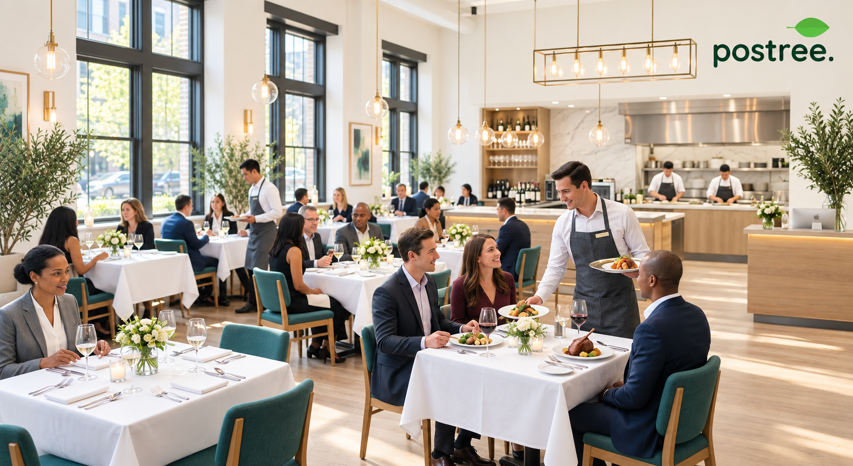 Restaurant dining room with reserved tables and warm ambiance
