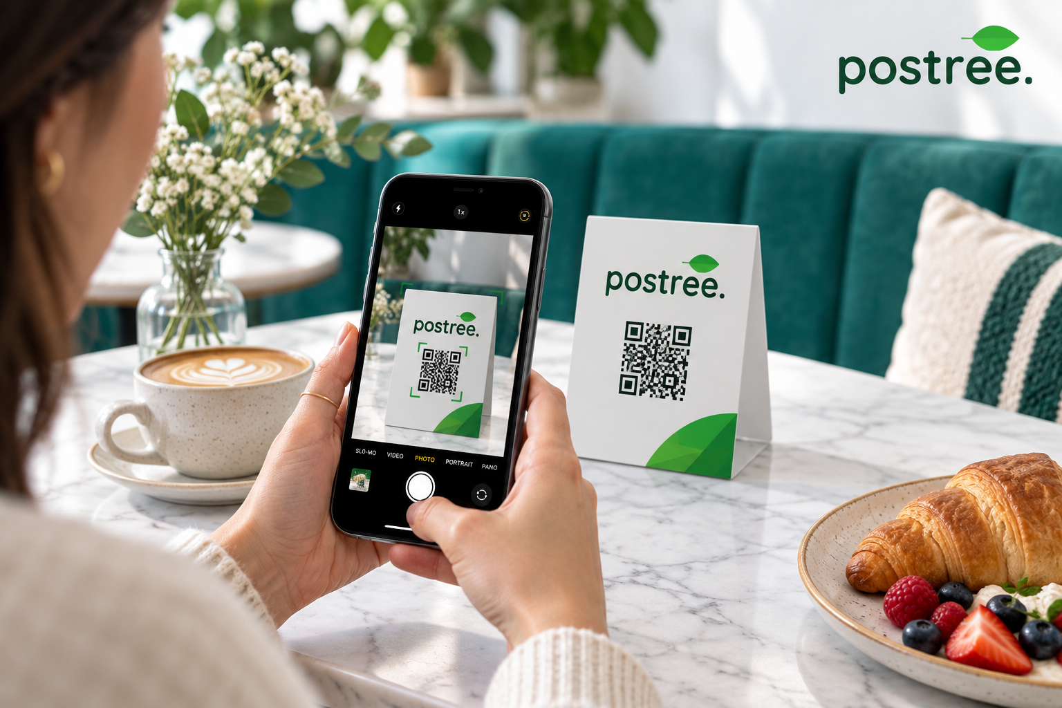 Guest scanning a Table 12 QR code to browse and order from a phone.