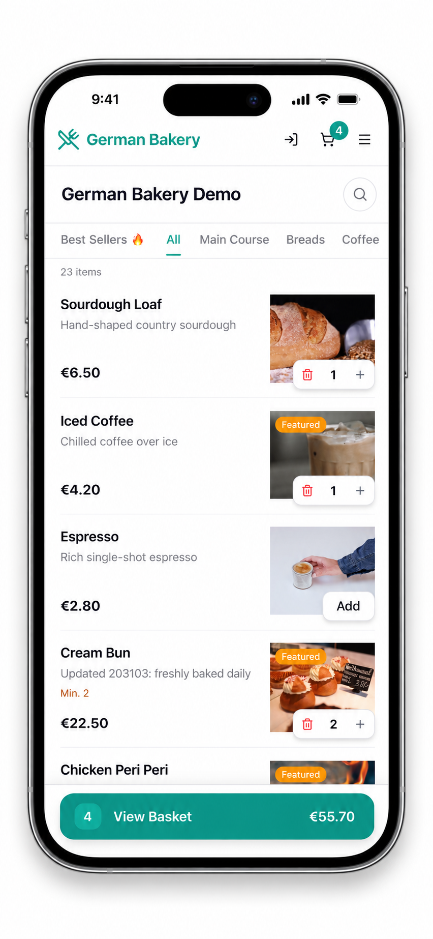 Guest browsing the branded menu on a phone